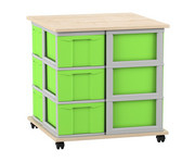 Flexeo® Fahrbares Containersystem mit Ablage 12 große Boxen 5