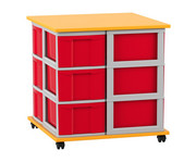 Flexeo® Fahrbares Containersystem mit Ablage 12 große Boxen 6