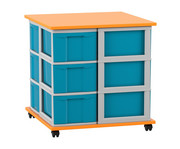 Flexeo® Fahrbares Containersystem mit Ablage 12 große Boxen 4