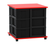 Flexeo® Fahrbares Containersystem mit Ablage 12 große Boxen 3