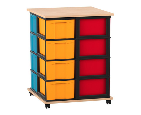 Flexeo Fahrbares Containersystem mit Ablage16 grosse Boxen