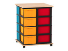 Flexeo® Fahrbares Containersystem mit Ablage 16 große Boxen