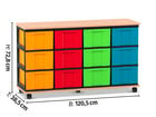 Flexeo® Fahrbares Containersystem mit Ablage 12 große Boxen