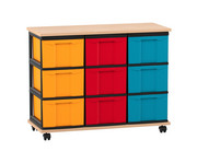Flexeo® Fahrbares Containersystem mit Ablage 9 große Boxen 1