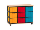 Flexeo® Fahrbares Containersystem mit Ablage 9 große Boxen
