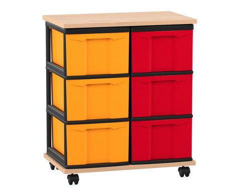 Flexeo Fahrbares Containersystem mit Ablage 6 grosse Boxen