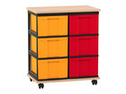 Flexeo® Fahrbares Containersystem mit Ablage 6 große Boxen
