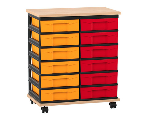 Flexeo Fahrbares Containersystem mit Ablage 12 kleine Boxen