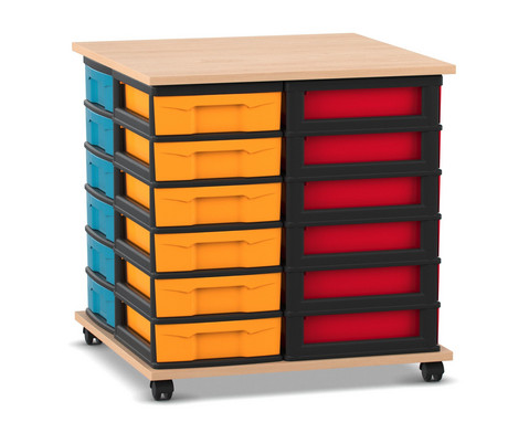 Flexeo Fahrbares Containersystem mit Ablage 24 kleine Boxen