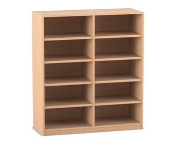 Flexeo® Bibliotheksregal 10 Fächer mittelhoch Breite 126 4 cm