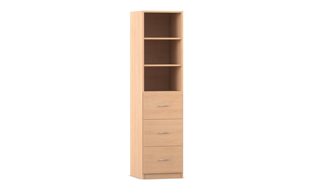 Flexeo® Schrank, 3 große Schubladen, 3 Fächer, Breite 48,1 cm