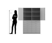 Flexeo® Schrank 12 kleine Schubladen 6 Fächer Mittelwand 2 Türen 2