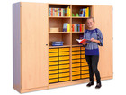 Flexeo® Systemschrankwand 32 kleine Boxen 16 Fächer 2 Türen