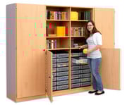 Flexeo® Systemschrankwand 32 kleine Boxen 16 Fächer 4 Türen 2