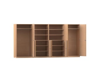 Flexeo® Systemschrankwand 2 Garderobenstangen 14 Fächer
