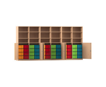 Flexeo® Systemschrankwand 48 große Boxen 18 Fächer 6 Halbtüren