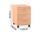 Flexeo® Schreibtisch Container mit 4 Schubladen