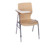 Stuhl mit klappbarer Schreibfläche aus Holz 1