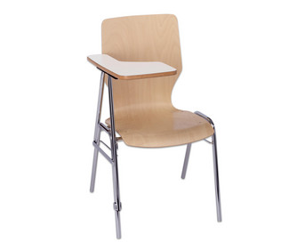 Stuhl mit klappbarer Schreibfläche aus Holz