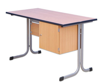 Lehrertisch C Fuß mit abschließbarem Fach und 1 Schublade