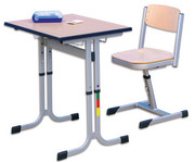 Einer Schülertisch C Fuß höhenverstellbar mit Drahtkorbablage 2
