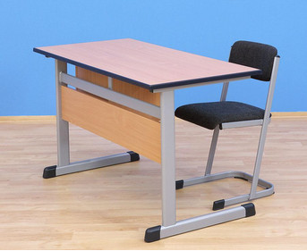 Lehrertisch L Fuß mit abschließbarer Schublade