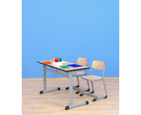 Zweier-Schuelertisch mit L-Fuss 130 x 55 cm
