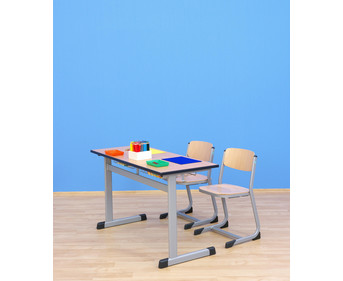 Zweier Schülertisch mit L Fuß 130 x 55 cm