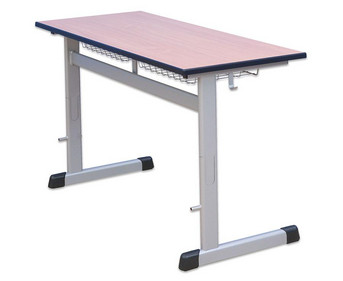 Zweier Schülertisch mit L Fuß höhenverstellbar 130 x 55 cm