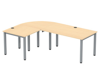 Flexeo® Schreibtisch (Breite 140 cm) mit Anbau und Viertelkreis