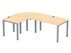 Flexeo® Schreibtisch (Breite 140 cm) mit Anbau und Viertelkreis