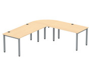 Flexeo® Schreibtisch (Breite 140 cm) mit Anbau und Viertelkreis 2