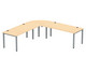 Flexeo® Schreibtisch (Breite 180 cm) mit Anbau und Viertelkreis 1