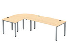 Flexeo® Schreibtisch (Breite 180 cm) mit Anbau und Viertelkreis