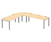 Flexeo® Schreibtisch (Breite 200 cm) mit Anbau und Viertelkreis 1