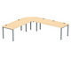 Flexeo® Schreibtisch (Breite 200 cm) mit Anbau und Viertelkreis 1