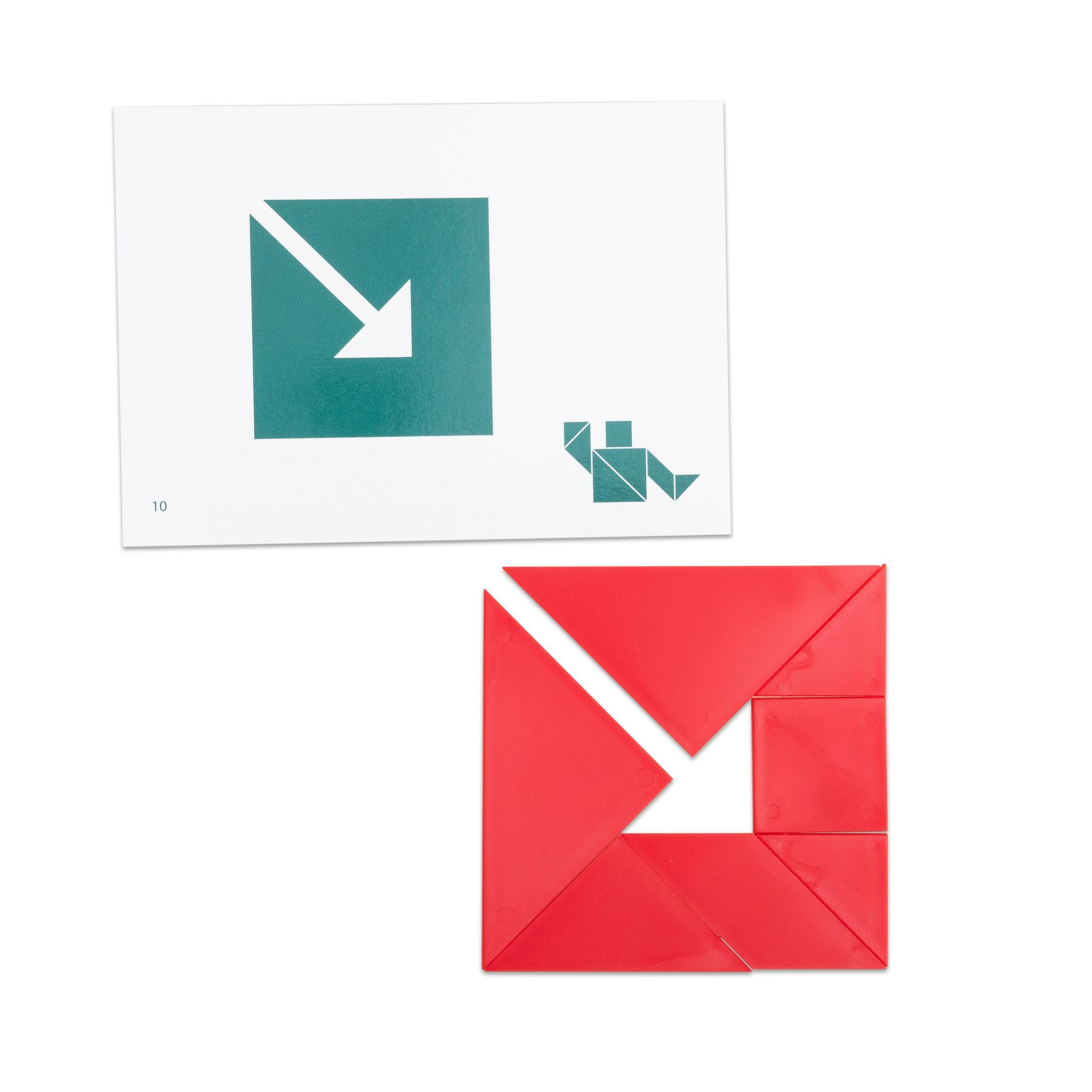 Miniland Tangram Set, 12 Stück Mit 84 Teilen – 4 Farben, Inkl. Vorlagen Für Kreatives Legespiel