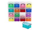 Really Useful Sortierboxen bunt 16 Stück im Transparentschuber