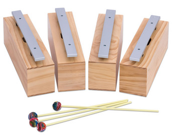 Betzold Satz mit 4 Bass Klangbausteinen Aluminium