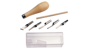 Linolschnitt-Werkzeuge in Box, 5 Werkzeuge