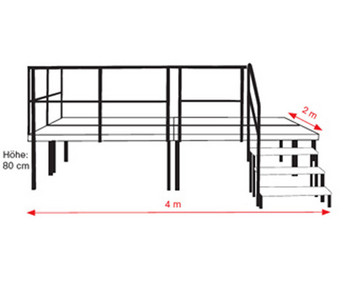 Treppe für 40 cm Bühne 1 stufig ohne Geländer