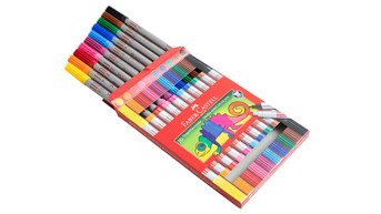 Faber-Castell Filzstifte Mit Doppelspitze – 5 Packungen à 10 Stifte (50 Total), Waschbare Tinte Auf Wasserbasis | Leuchtende Farben Für Kinder & Kreative
