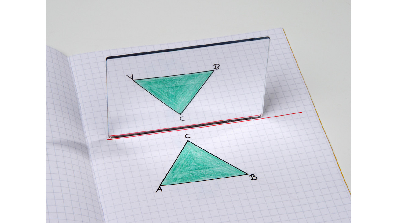 NEU 1 x Geometriespiegel Taschenspiegel Kunstglas Einschulung Mathematik 