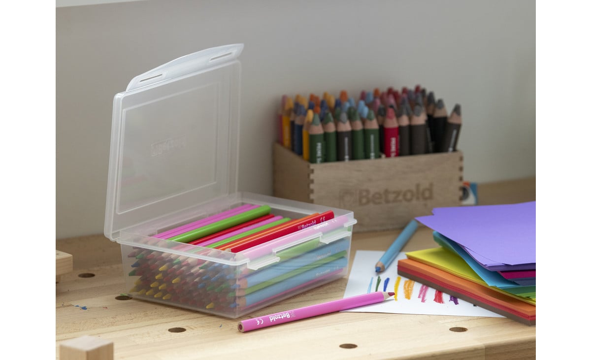 Betzold Aufbewahrungsbox, 7 x 19 x 15 cm,  transparent-weiß