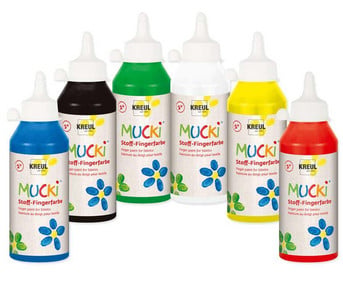 KREUL MUCKI Stoff Fingerfarben 250 ml 6er Set