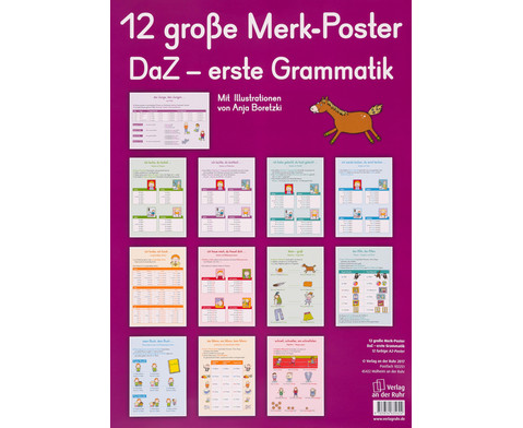 12 grosse Merk-Poster DaZ - erste Grammatik