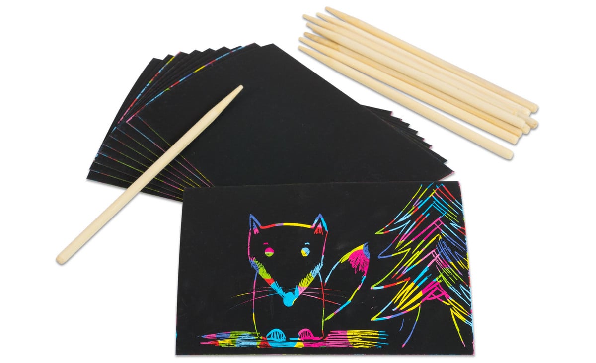 Kratzpapier, DIN A6, 10 Blätter inkl. 10 Kratzstifte