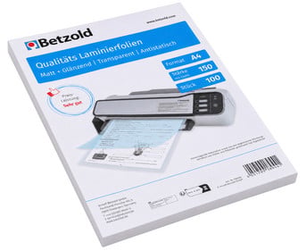 Betzold Laminierfolien DIN A4 100 Stück glänzend oder matt