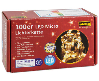 Lichterkette 100er Micro LED für Innen und Außen