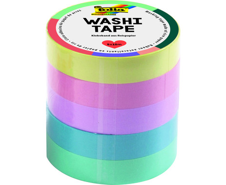 Washi-Tape-Set aus 5 Rollen, uni-pastell